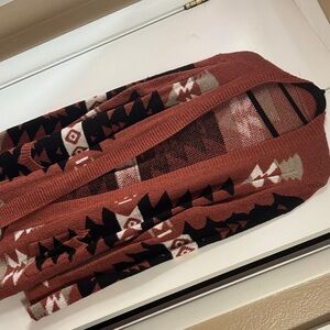 Amazon Women's Geometric Cardigan - Rust and Black